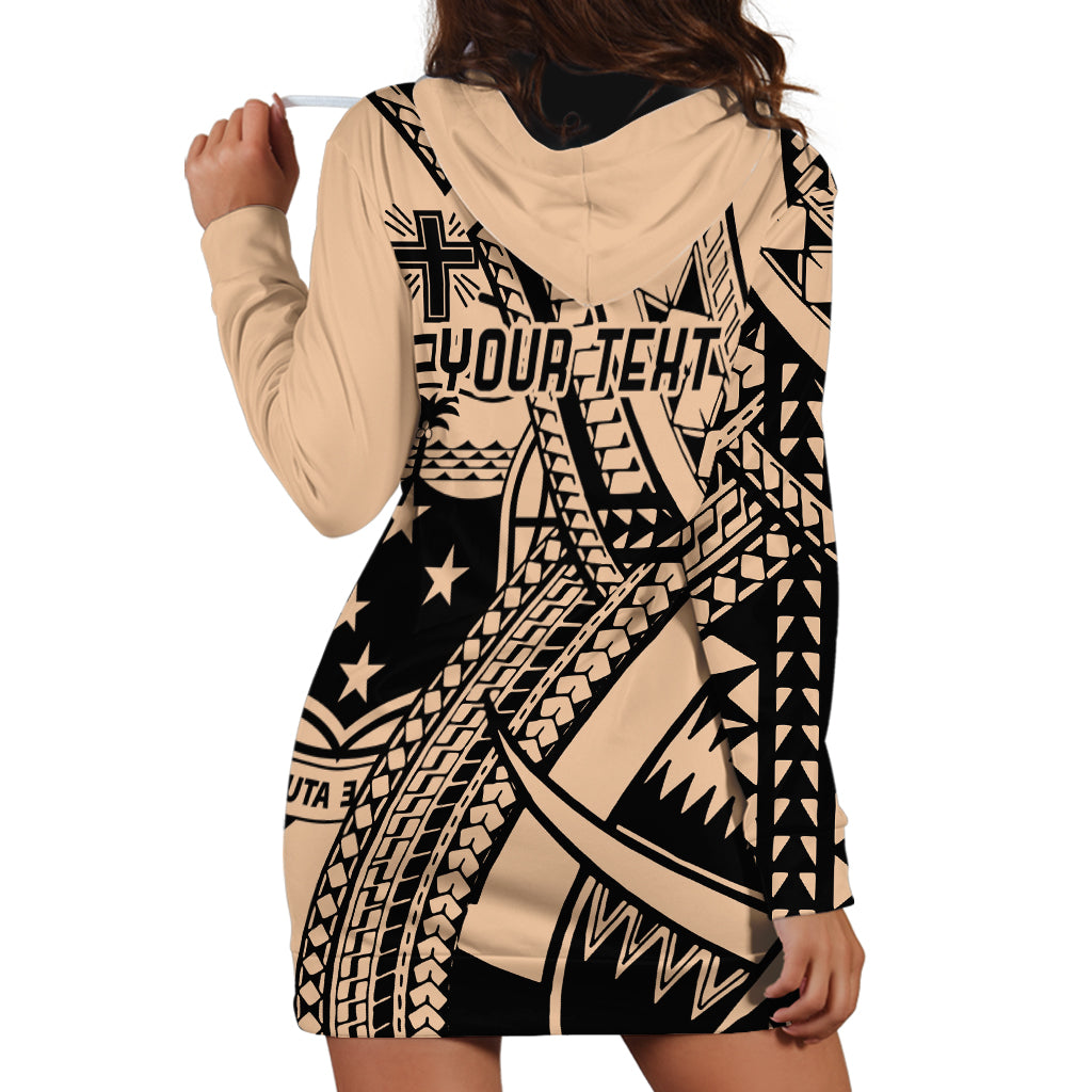 Custom Samoa Manuia le 62 Tausaga O le Tutoatasi Hoodie Dress Samoan Tatau Beige Art LT9 - Polynesian Pride