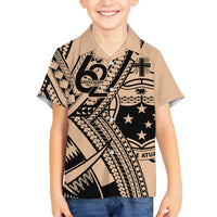 Custom Samoa Manuia le 62 Tausaga O le Tutoatasi Kid Hawaiian Shirt Samoan Tatau Beige Art LT9 Kid Beige - Polynesian Pride