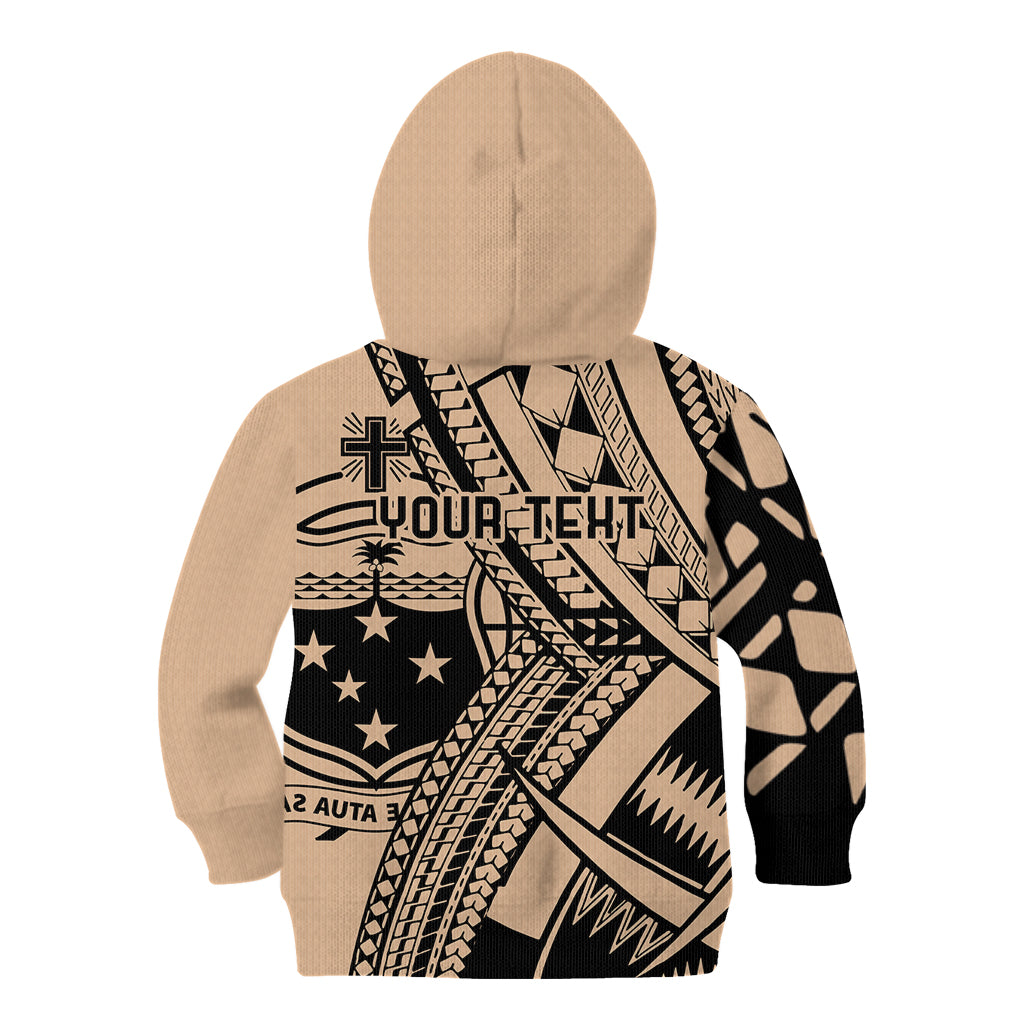Custom Samoa Manuia le 62 Tausaga O le Tutoatasi Kid Hoodie Samoan Tatau Beige Art LT9 - Polynesian Pride