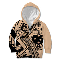 Custom Samoa Manuia le 62 Tausaga O le Tutoatasi Kid Hoodie Samoan Tatau Beige Art LT9 Zip Hoodie Beige - Polynesian Pride