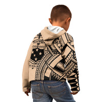 Custom Samoa Manuia le 62 Tausaga O le Tutoatasi Kid Hoodie Samoan Tatau Beige Art LT9 - Polynesian Pride