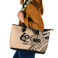 Custom Samoa Manuia le 62 Tausaga O le Tutoatasi Leather Tote Bag Samoan Tatau Beige Art LT9 Beige - Polynesian Pride