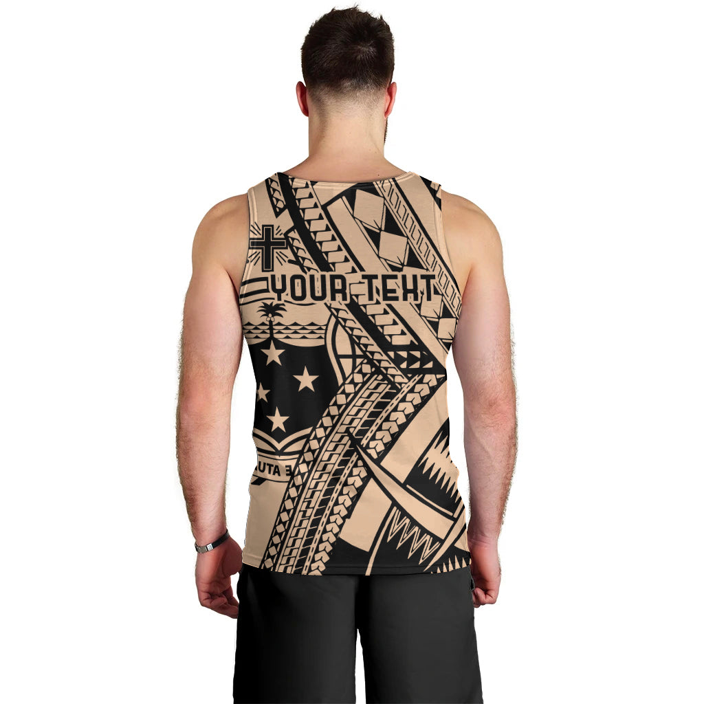 Custom Samoa Manuia le 62 Tausaga O le Tutoatasi Men Tank Top Samoan Tatau Beige Art LT9 - Polynesian Pride