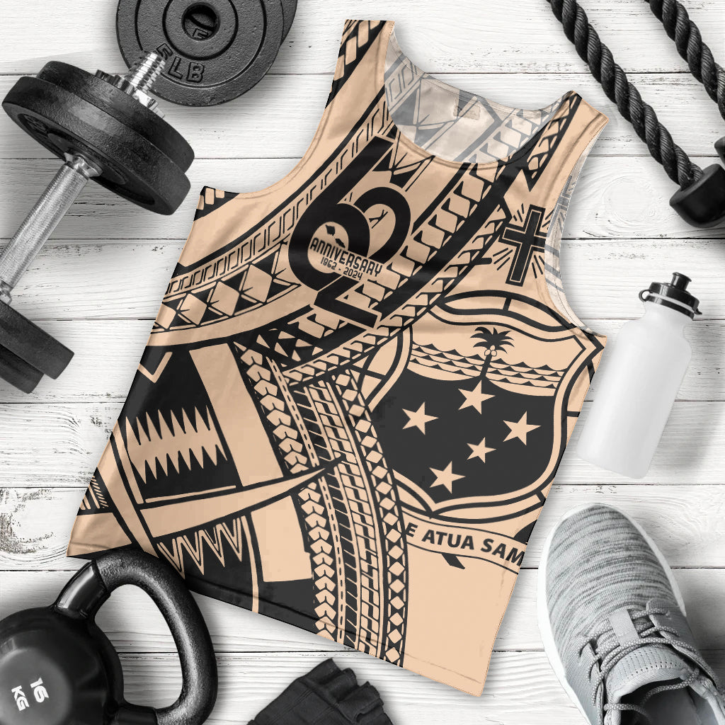 Custom Samoa Manuia le 62 Tausaga O le Tutoatasi Men Tank Top Samoan Tatau Beige Art LT9 - Polynesian Pride