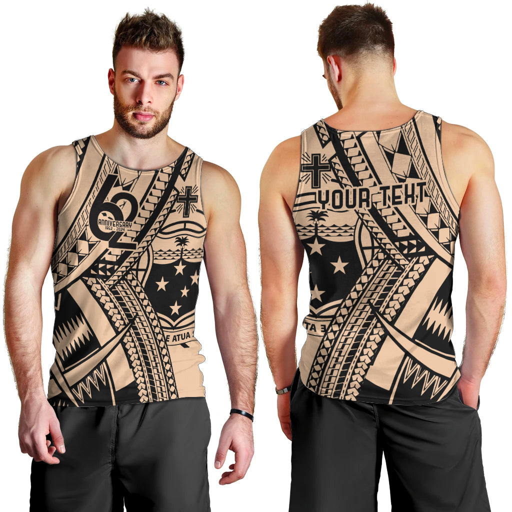Custom Samoa Manuia le 62 Tausaga O le Tutoatasi Men Tank Top Samoan Tatau Beige Art LT9 - Polynesian Pride