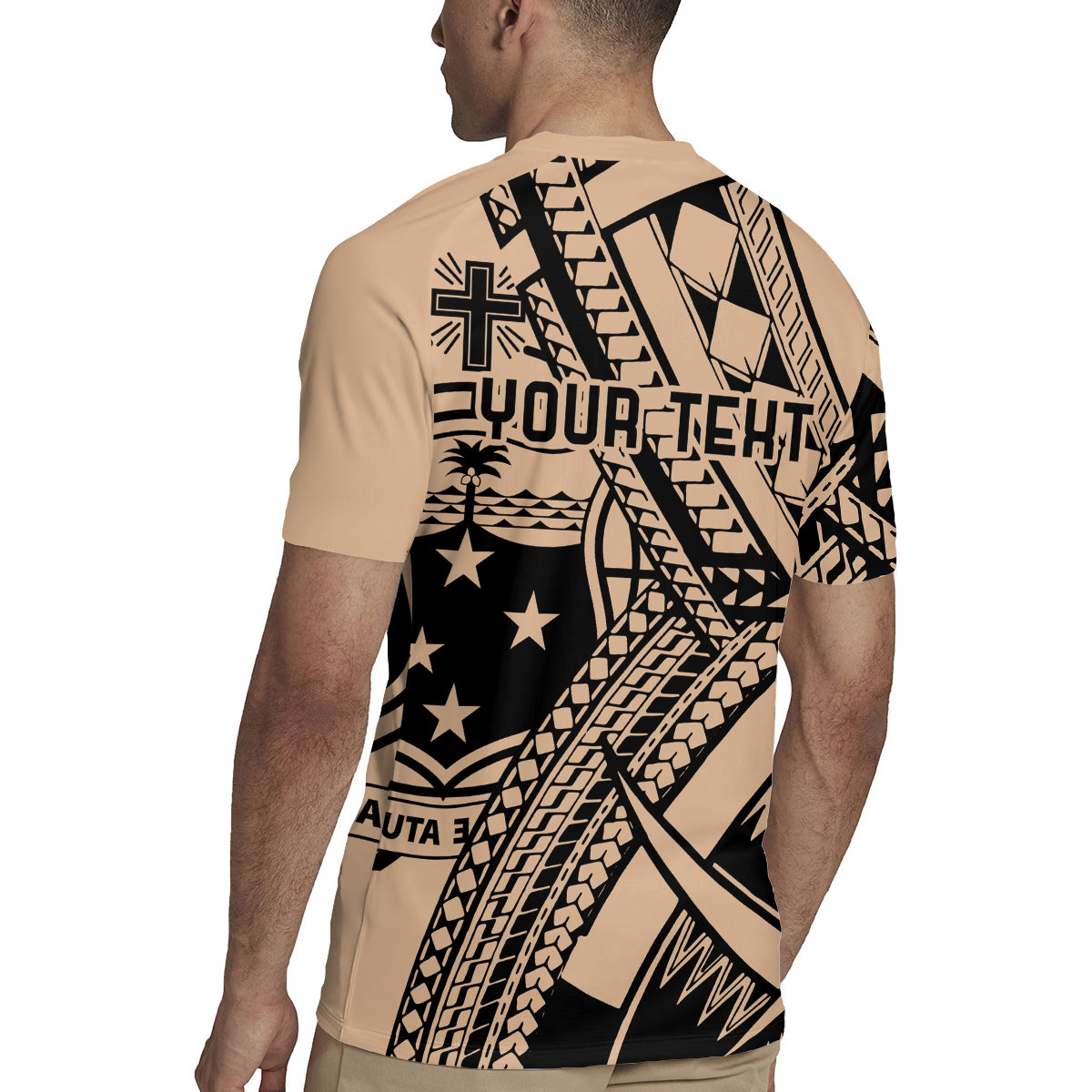 Custom Samoa Manuia le 62 Tausaga O le Tutoatasi Rugby Jersey Samoan Tatau Beige Art LT9 - Polynesian Pride