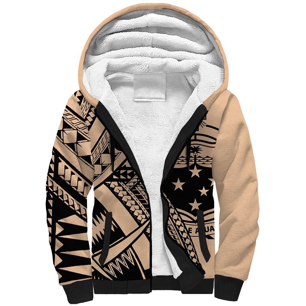 Custom Samoa Manuia le 62 Tausaga O le Tutoatasi Sherpa Hoodie Samoan Tatau Beige Art LT9 Unisex Beige - Polynesian Pride