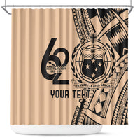Custom Samoa Manuia le 62 Tausaga O le Tutoatasi Shower Curtain Samoan Tatau Beige Art LT9 Beige - Polynesian Pride