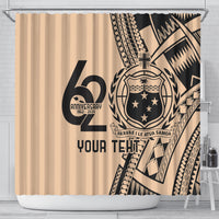 Custom Samoa Manuia le 62 Tausaga O le Tutoatasi Shower Curtain Samoan Tatau Beige Art LT9 - Polynesian Pride