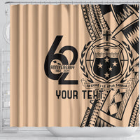 Custom Samoa Manuia le 62 Tausaga O le Tutoatasi Shower Curtain Samoan Tatau Beige Art LT9 - Polynesian Pride