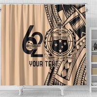Custom Samoa Manuia le 62 Tausaga O le Tutoatasi Shower Curtain Samoan Tatau Beige Art LT9 - Polynesian Pride