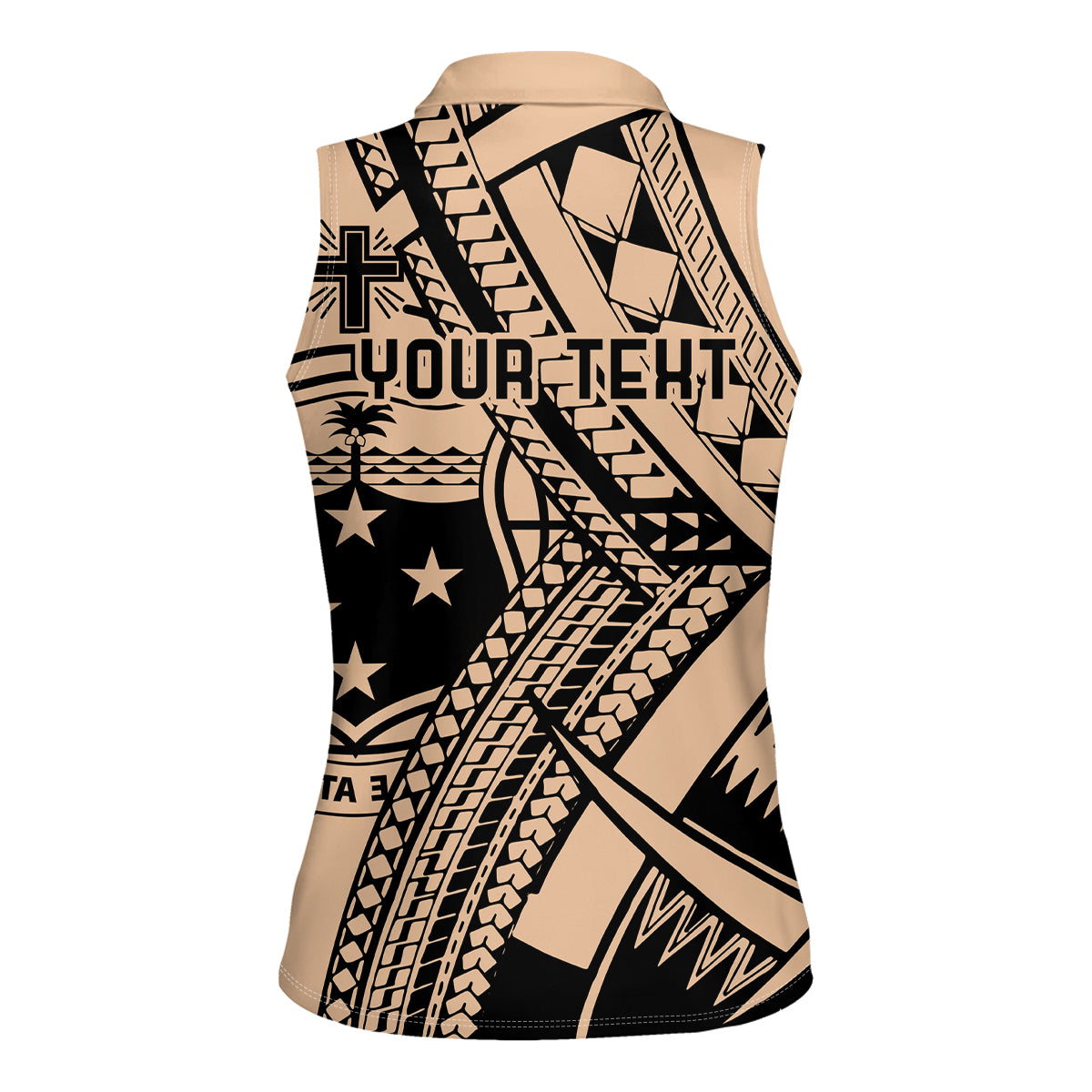Custom Samoa Manuia le 62 Tausaga O le Tutoatasi Women Sleeveless Polo Shirt Samoan Tatau Beige Art LT9 - Polynesian Pride