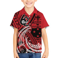 Custom Samoa Manuia le 62 Tausaga O le Tutoatasi Family Matching Long Sleeve Bodycon Dress and Hawaiian Shirt Samoan Tatau Red Art LT9 Son's Shirt Red - Polynesian Pride