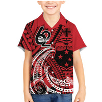 Custom Samoa Manuia le 62 Tausaga O le Tutoatasi Family Matching Mermaid Dress and Hawaiian Shirt Samoan Tatau Red Art LT9 Son's Shirt Red - Polynesian Pride