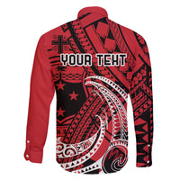 Custom Samoa Manuia le 62 Tausaga O le Tutoatasi Family Matching Off The Shoulder Long Sleeve Dress and Hawaiian Shirt Samoan Tatau Red Art LT9 - Polynesian Pride