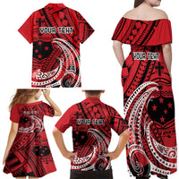Custom Samoa Manuia le 62 Tausaga O le Tutoatasi Family Matching Off Shoulder Maxi Dress and Hawaiian Shirt Samoan Tatau Red Art LT9 - Polynesian Pride