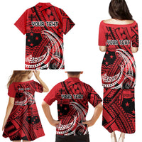 Custom Samoa Manuia le 62 Tausaga O le Tutoatasi Family Matching Puletasi and Hawaiian Shirt Samoan Tatau Red Art LT9 - Polynesian Pride