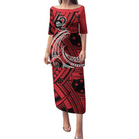 Custom Samoa Manuia le 62 Tausaga O le Tutoatasi Family Matching Puletasi and Hawaiian Shirt Samoan Tatau Red Art LT9 Mom's Dress Red - Polynesian Pride