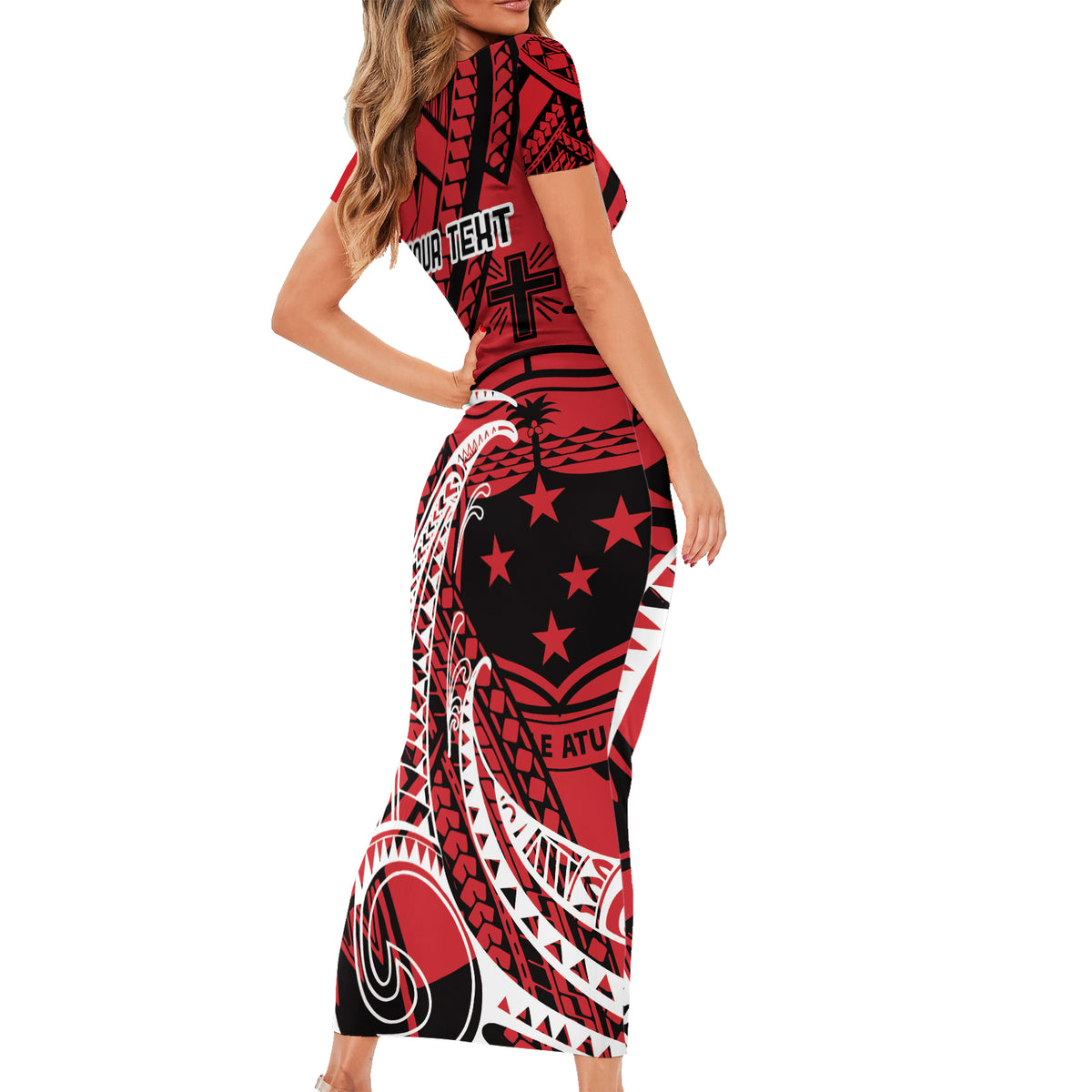 Custom Samoa Manuia le 62 Tausaga O le Tutoatasi Family Matching Short Sleeve Bodycon Dress and Hawaiian Shirt Samoan Tatau Red Art LT9 - Polynesian Pride