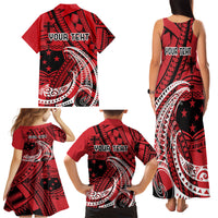 Custom Samoa Manuia le 62 Tausaga O le Tutoatasi Family Matching Tank Maxi Dress and Hawaiian Shirt Samoan Tatau Red Art LT9 - Polynesian Pride