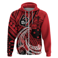 Custom Samoa Manuia le 62 Tausaga O le Tutoatasi Hoodie Samoan Tatau Red Art LT9 Zip Hoodie Red - Polynesian Pride