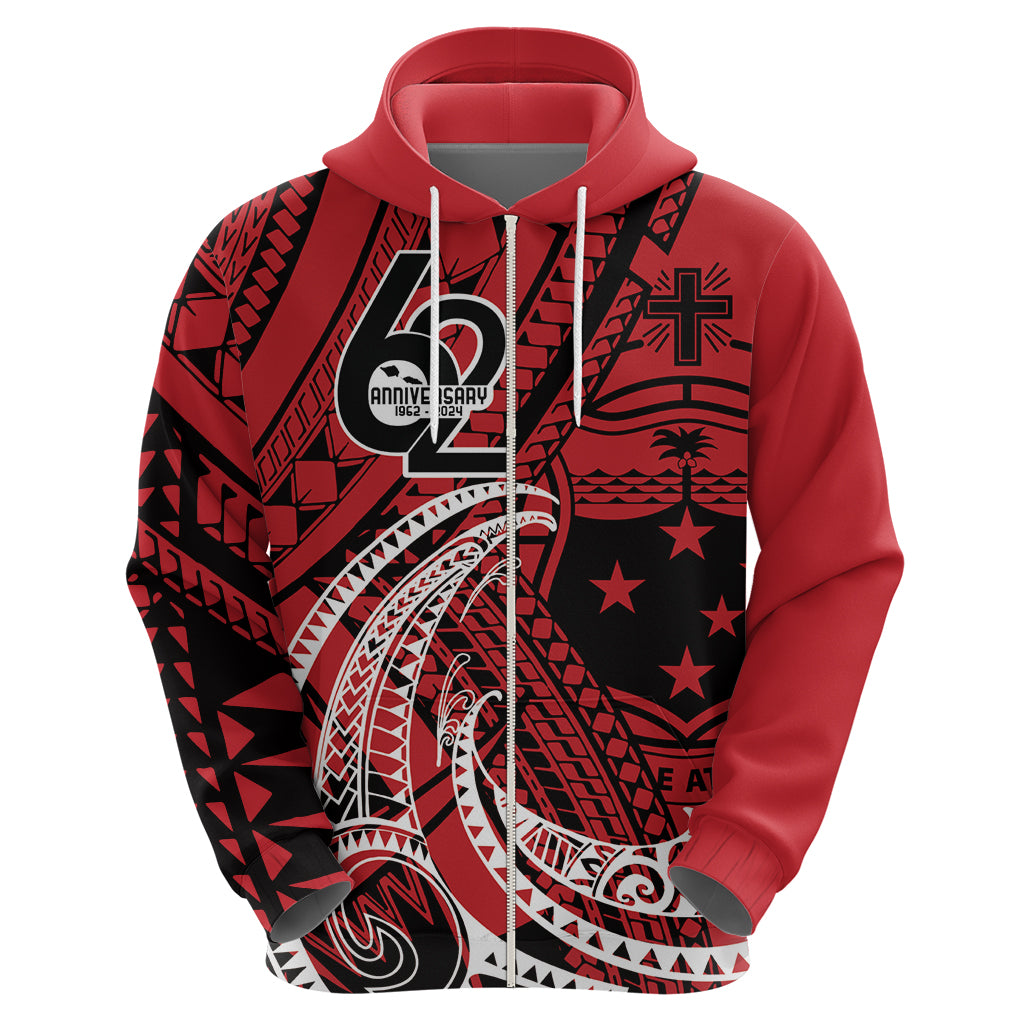 Custom Samoa Manuia le 62 Tausaga O le Tutoatasi Hoodie Samoan Tatau Red Art LT9 - Polynesian Pride