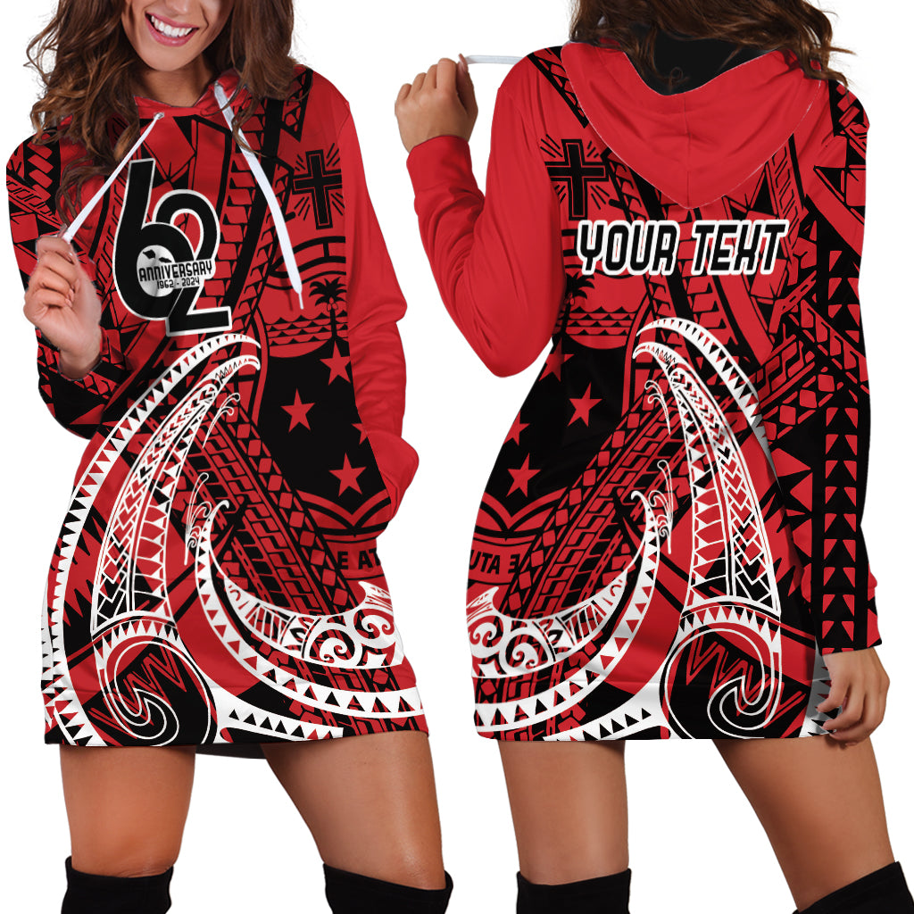 Custom Samoa Manuia le 62 Tausaga O le Tutoatasi Hoodie Dress Samoan Tatau Red Art LT9 - Polynesian Pride
