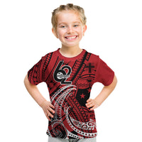 Custom Samoa Manuia le 62 Tausaga O le Tutoatasi Kid T Shirt Samoan Tatau Red Art LT9 Red - Polynesian Pride