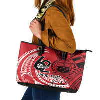 Custom Samoa Manuia le 62 Tausaga O le Tutoatasi Leather Tote Bag Samoan Tatau Red Art LT9 Red - Polynesian Pride