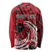 Custom Samoa Manuia le 62 Tausaga O le Tutoatasi Long Sleeve Shirt Samoan Tatau Red Art LT9 - Polynesian Pride