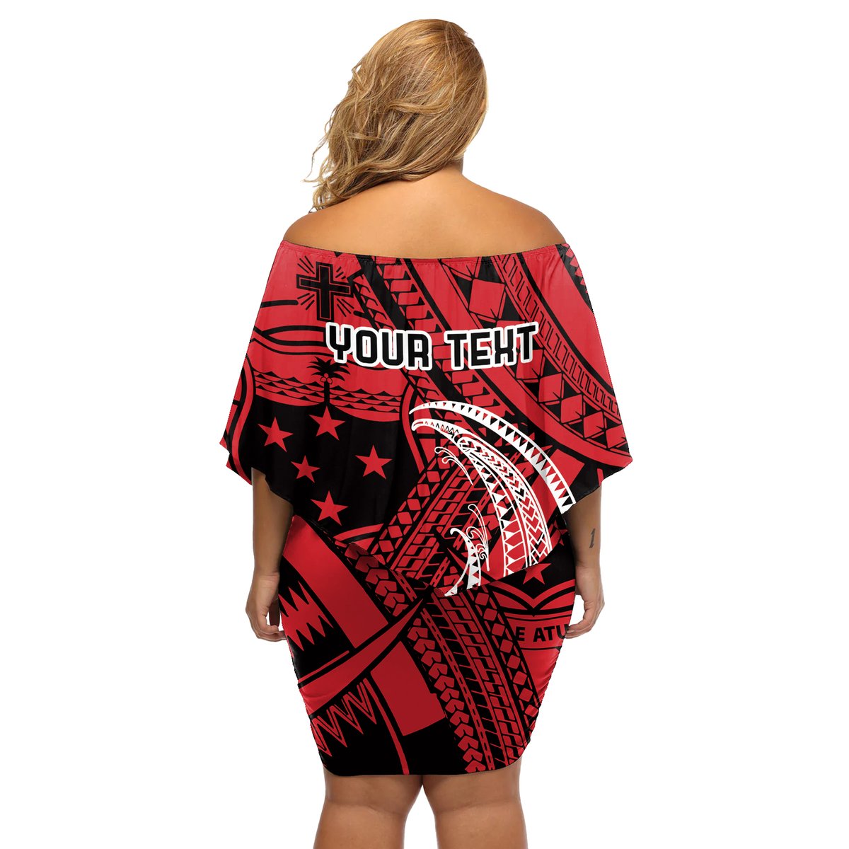 Custom Samoa Manuia le 62 Tausaga O le Tutoatasi Off Shoulder Short Dress Samoan Tatau Red Art LT9 - Polynesian Pride