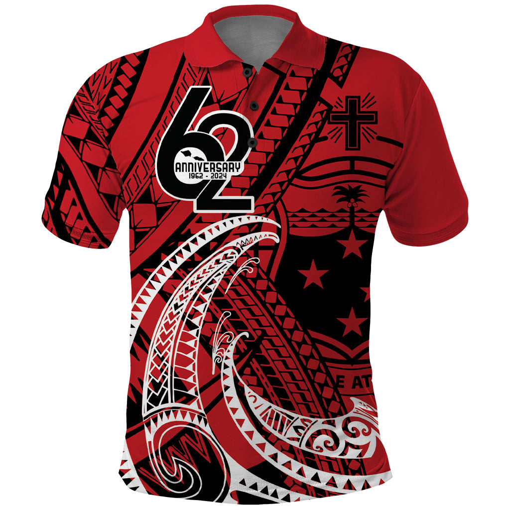Custom Samoa Manuia le 62 Tausaga O le Tutoatasi Polo Shirt Samoan Tatau Red Art LT9 Red - Polynesian Pride
