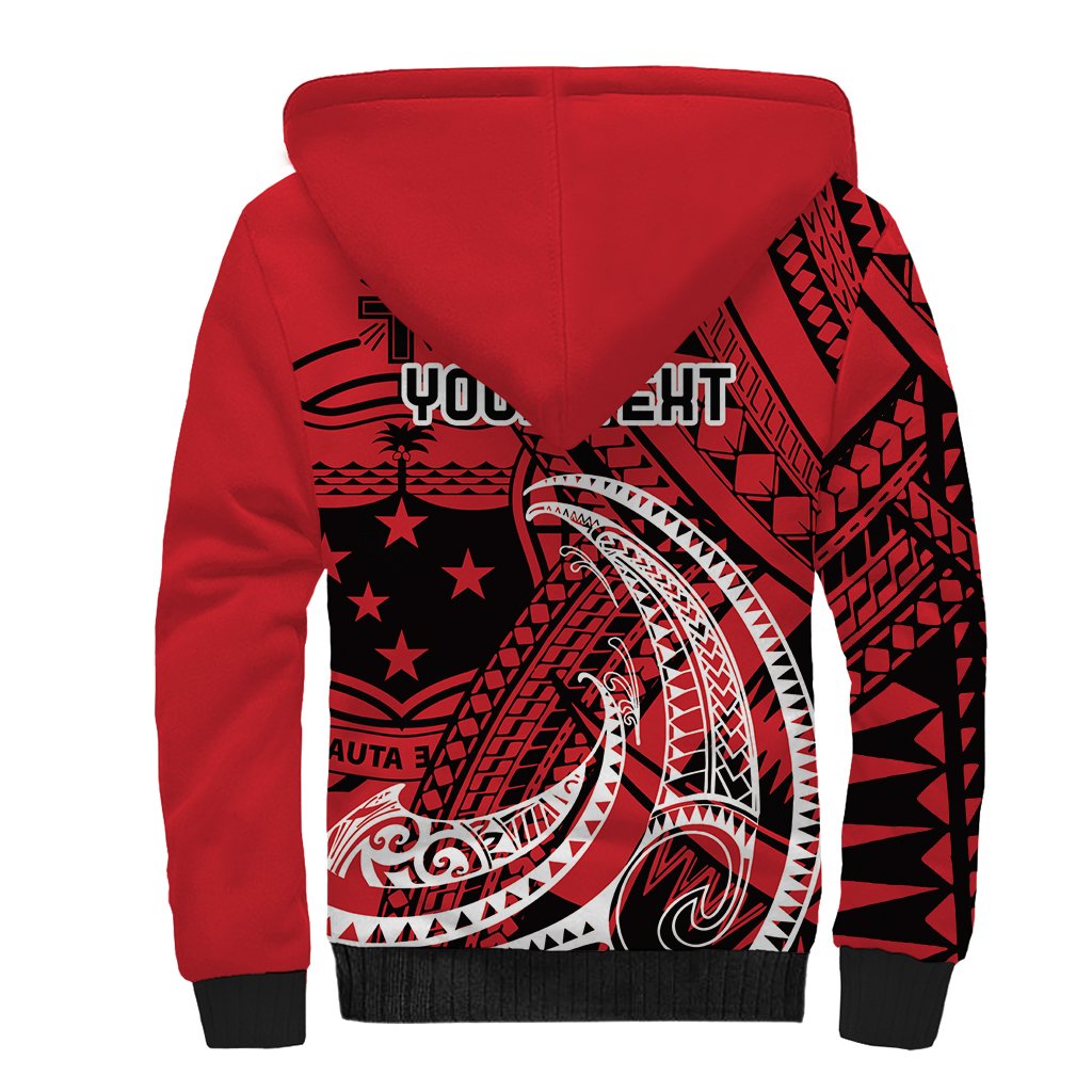 Custom Samoa Manuia le 62 Tausaga O le Tutoatasi Sherpa Hoodie Samoan Tatau Red Art LT9 - Polynesian Pride
