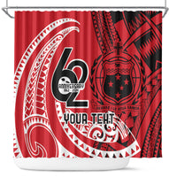 Custom Samoa Manuia le 62 Tausaga O le Tutoatasi Shower Curtain Samoan Tatau Red Art LT9 Red - Polynesian Pride