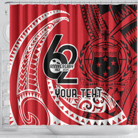 Custom Samoa Manuia le 62 Tausaga O le Tutoatasi Shower Curtain Samoan Tatau Red Art LT9 - Polynesian Pride