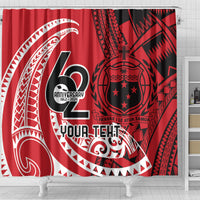 Custom Samoa Manuia le 62 Tausaga O le Tutoatasi Shower Curtain Samoan Tatau Red Art LT9 - Polynesian Pride