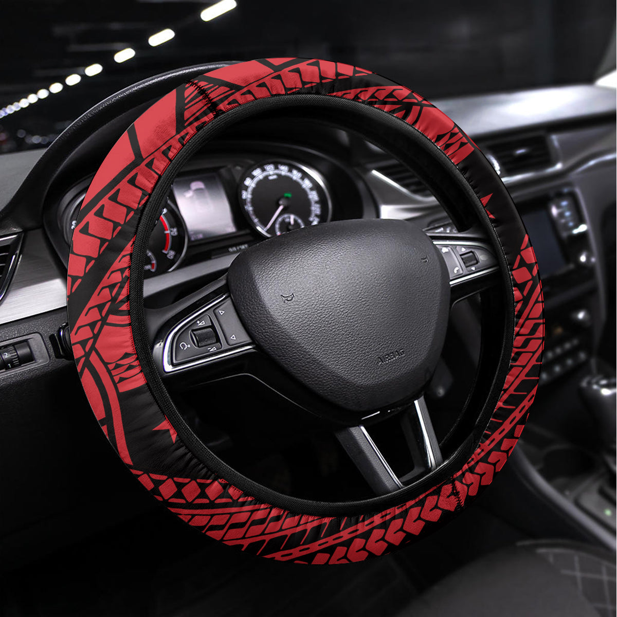 Samoa Manuia le 62 Tausaga O le Tutoatasi Steering Wheel Cover Samoan Tatau Red Art LT9 Universal Fit Red - Polynesian Pride