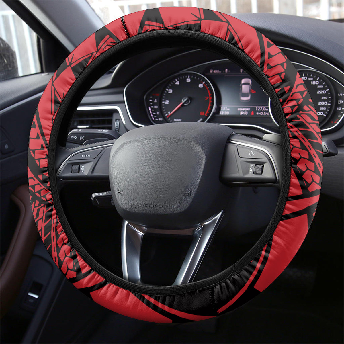 Samoa Manuia le 62 Tausaga O le Tutoatasi Steering Wheel Cover Samoan Tatau Red Art LT9 - Polynesian Pride