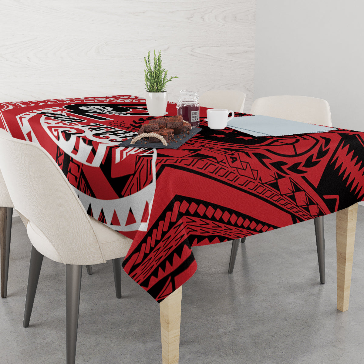 Custom Samoa Manuia le 62 Tausaga O le Tutoatasi Tablecloth Samoan Tatau Red Art LT9 - Polynesian Pride