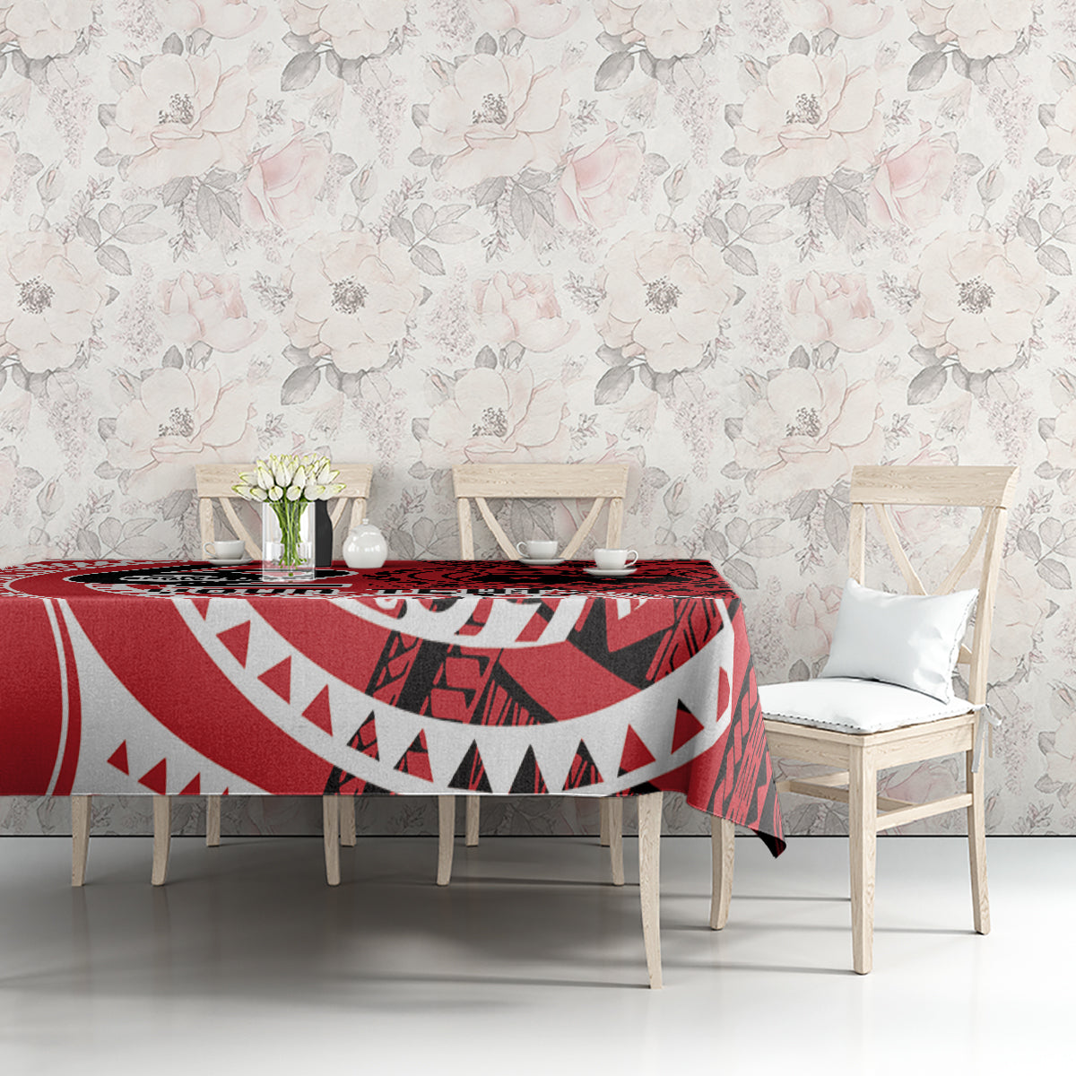 Custom Samoa Manuia le 62 Tausaga O le Tutoatasi Tablecloth Samoan Tatau Red Art LT9 - Polynesian Pride