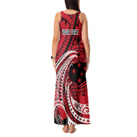 Custom Samoa Manuia le 62 Tausaga O le Tutoatasi Tank Maxi Dress Samoan Tatau Red Art LT9 - Polynesian Pride
