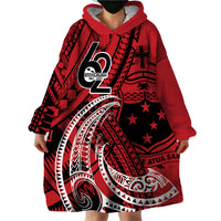 Custom Samoa Manuia le 62 Tausaga O le Tutoatasi Wearable Blanket Hoodie Samoan Tatau Red Art LT9 - Polynesian Pride