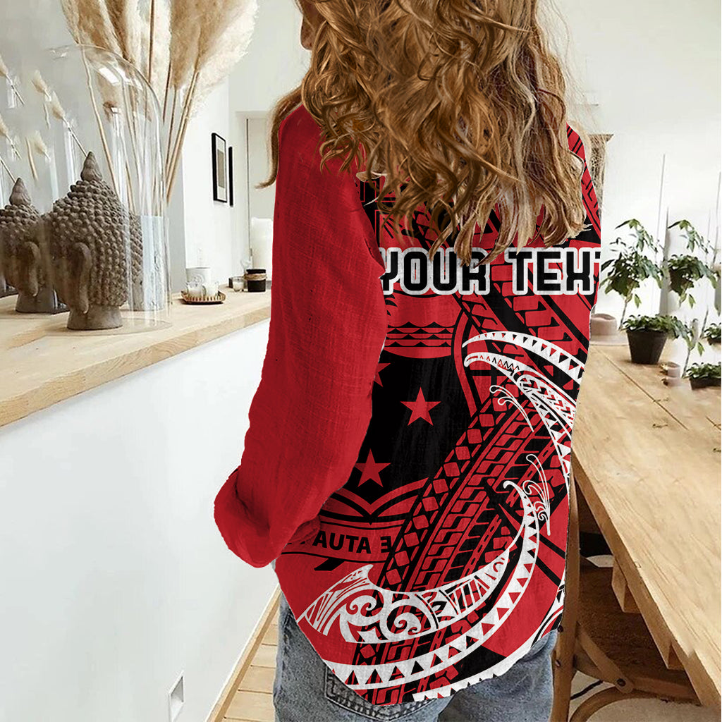 Custom Samoa Manuia le 62 Tausaga O le Tutoatasi Women Casual Shirt Samoan Tatau Red Art LT9 - Polynesian Pride