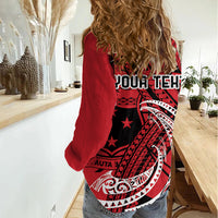 Custom Samoa Manuia le 62 Tausaga O le Tutoatasi Women Casual Shirt Samoan Tatau Red Art LT9 - Polynesian Pride