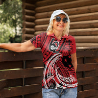 Custom Samoa Manuia le 62 Tausaga O le Tutoatasi Women Polo Shirt Samoan Tatau Red Art LT9 - Polynesian Pride