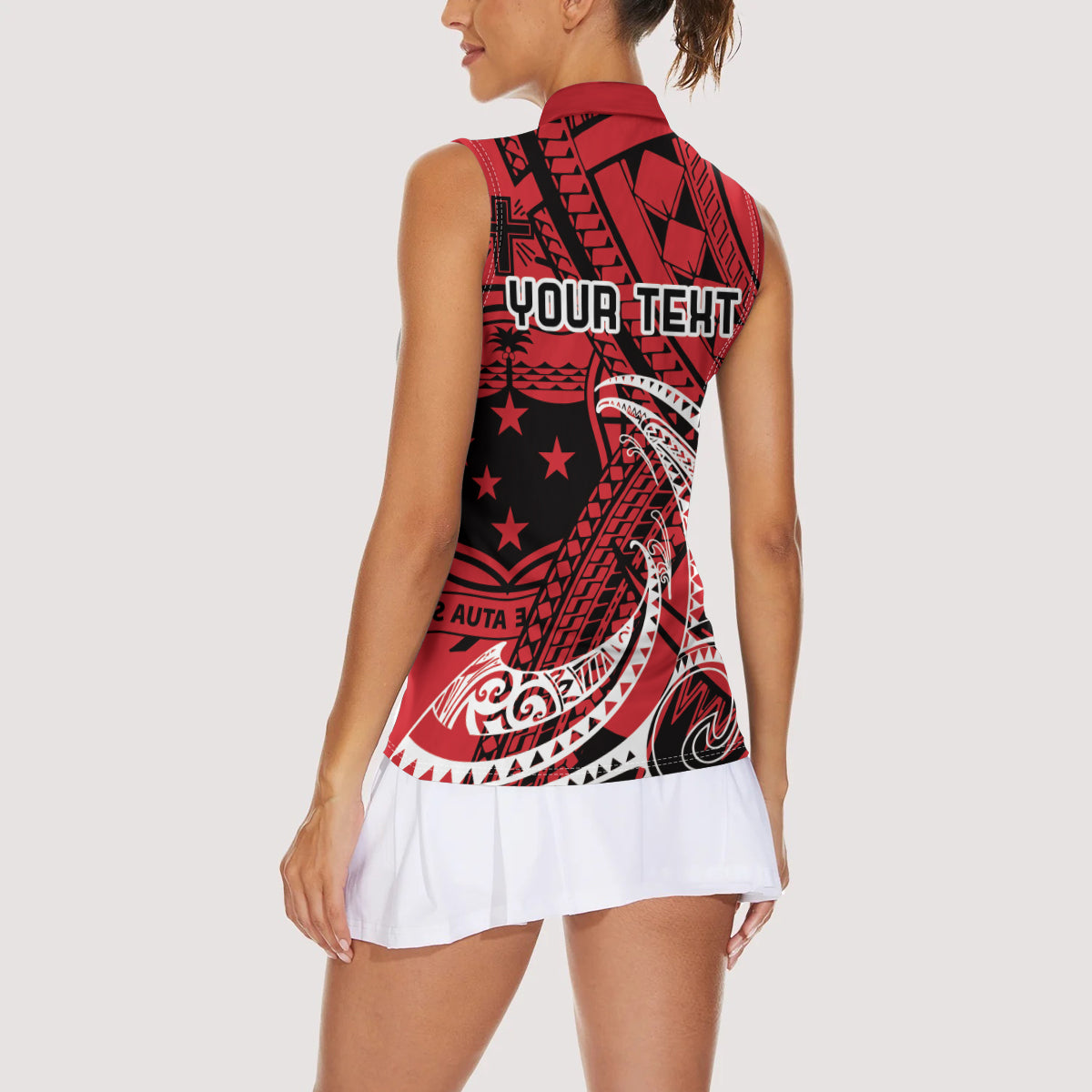 Custom Samoa Manuia le 62 Tausaga O le Tutoatasi Women Sleeveless Polo Shirt Samoan Tatau Red Art LT9 - Polynesian Pride