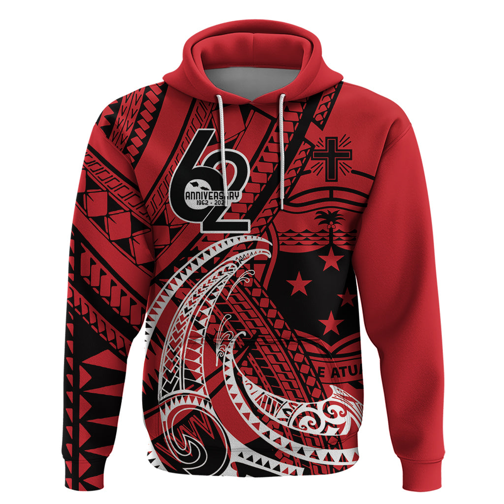 Custom Samoa Manuia le 62 Tausaga O le Tutoatasi Zip Hoodie Samoan Tatau Red Art LT9 Pullover Hoodie Red - Polynesian Pride