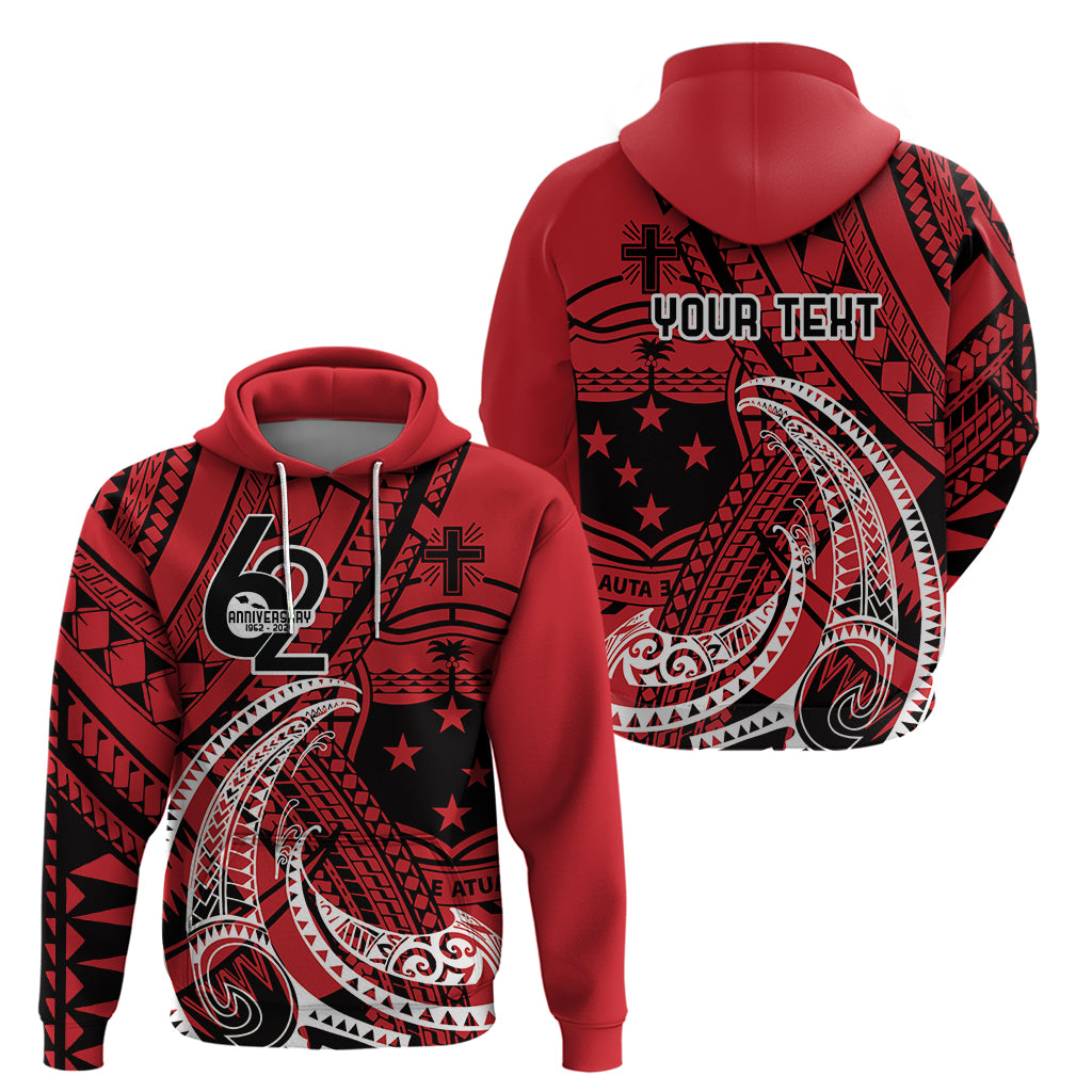 Custom Samoa Manuia le 62 Tausaga O le Tutoatasi Zip Hoodie Samoan Tatau Red Art LT9 - Polynesian Pride