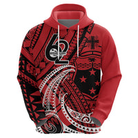 Custom Samoa Manuia le 62 Tausaga O le Tutoatasi Zip Hoodie Samoan Tatau Red Art LT9 - Polynesian Pride
