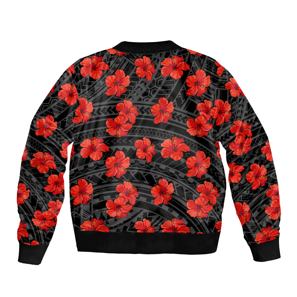 Polynesian Pride Hawaii Style With Hibiscus Bomber Jacket Black LT9 - Polynesian Pride